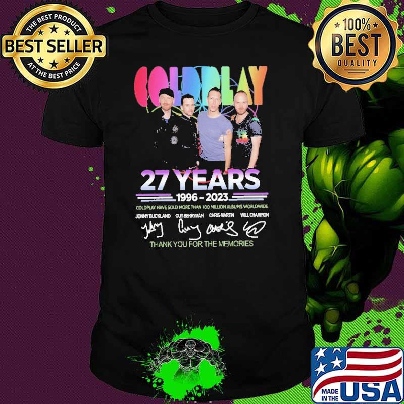 Coldplay 27 Years 1996 2023 Thank You For The Memories Shirt