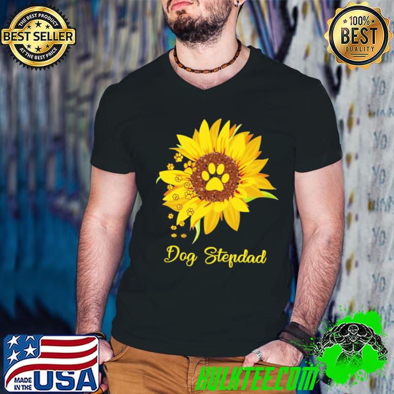 Dog stepdad sunflower gift love dogs and flowers funny step dad classic shirt