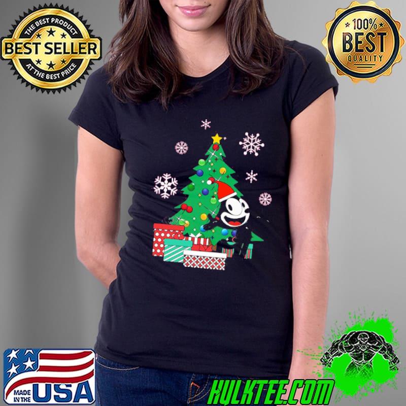 Felix the cat around the christmas tree design s Ladies Tee Felix the cat around the christmas tree design s Ladies Tee