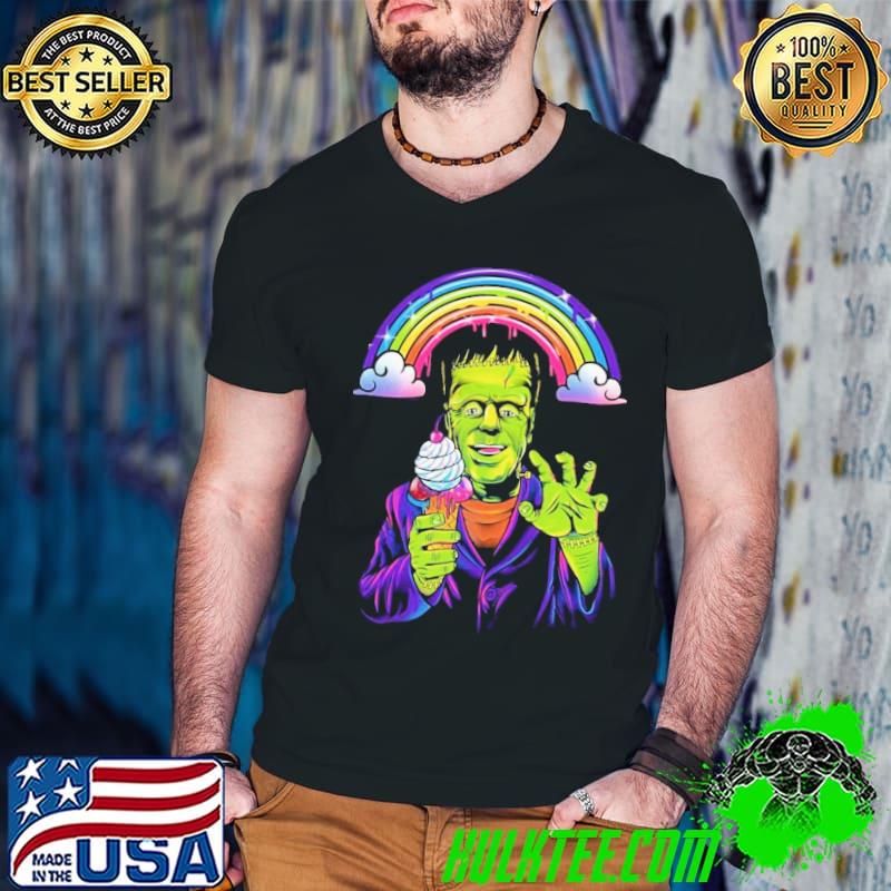 Frankenstein eating icecream rainbow halloween monster dragon 2022 classic shirt