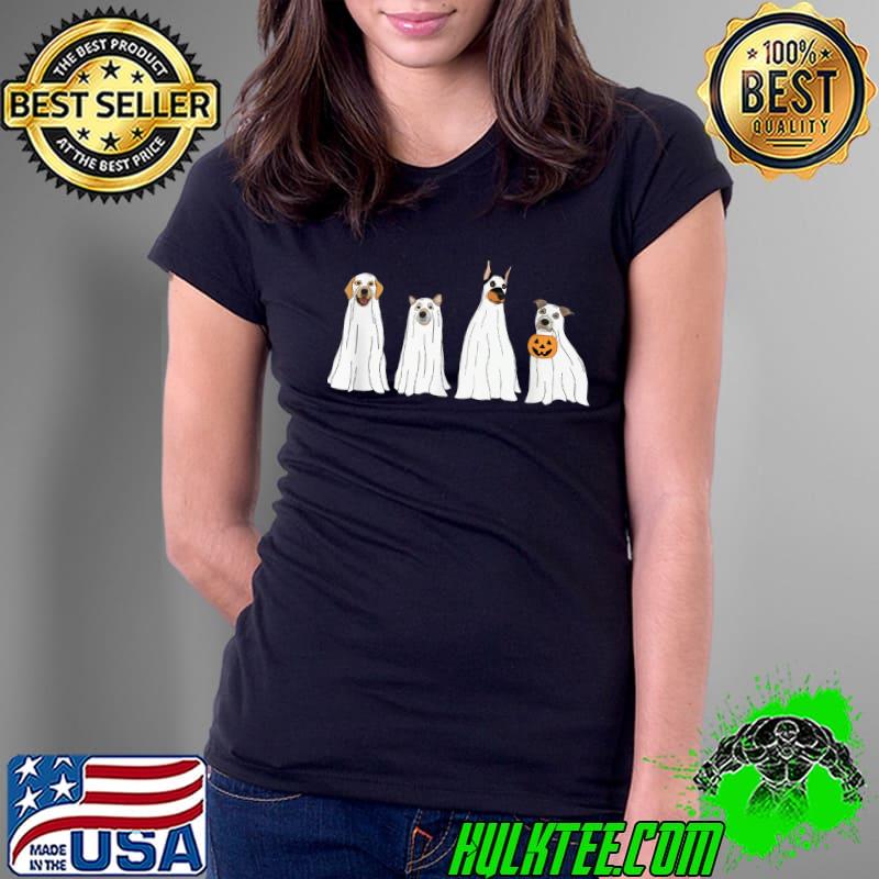 Ghost Dog Halloween Costume Party T-Shirt Ladies Tee Ghost Dog Halloween Costume Party T-Shirt Ladies Tee