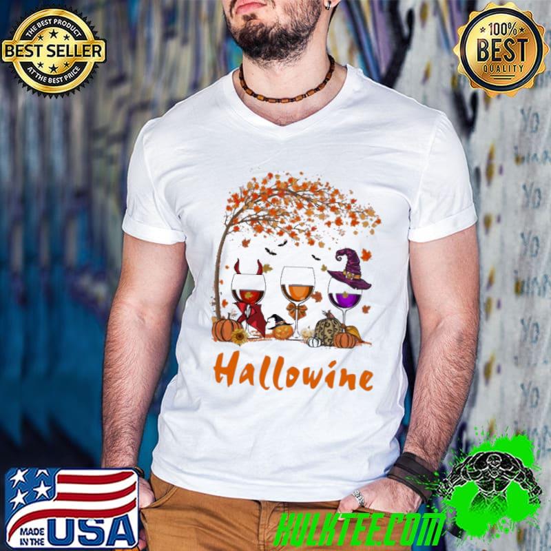 Halloween Hallowine Witches Pumpkin Shirt