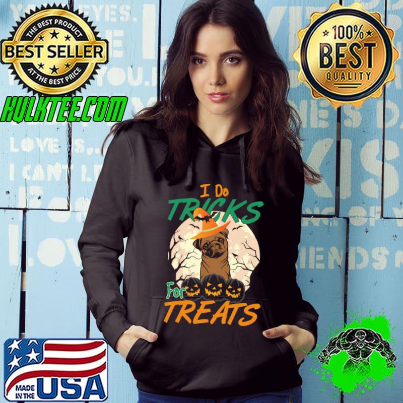 Hauntoween I Do Tricks For Treats Pitbull Dog Pumpkins Moon T-Shirt Hoodie Hauntoween I Do Tricks For Treats Pitbull Dog Pumpkins Moon T-Shirt Hoodie