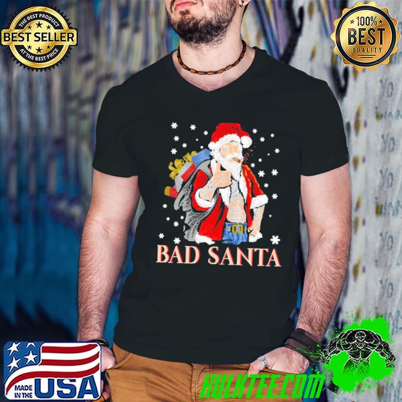 Hipster rock santa claus tattoo christmas hipster schoolhouse rock classic shirt