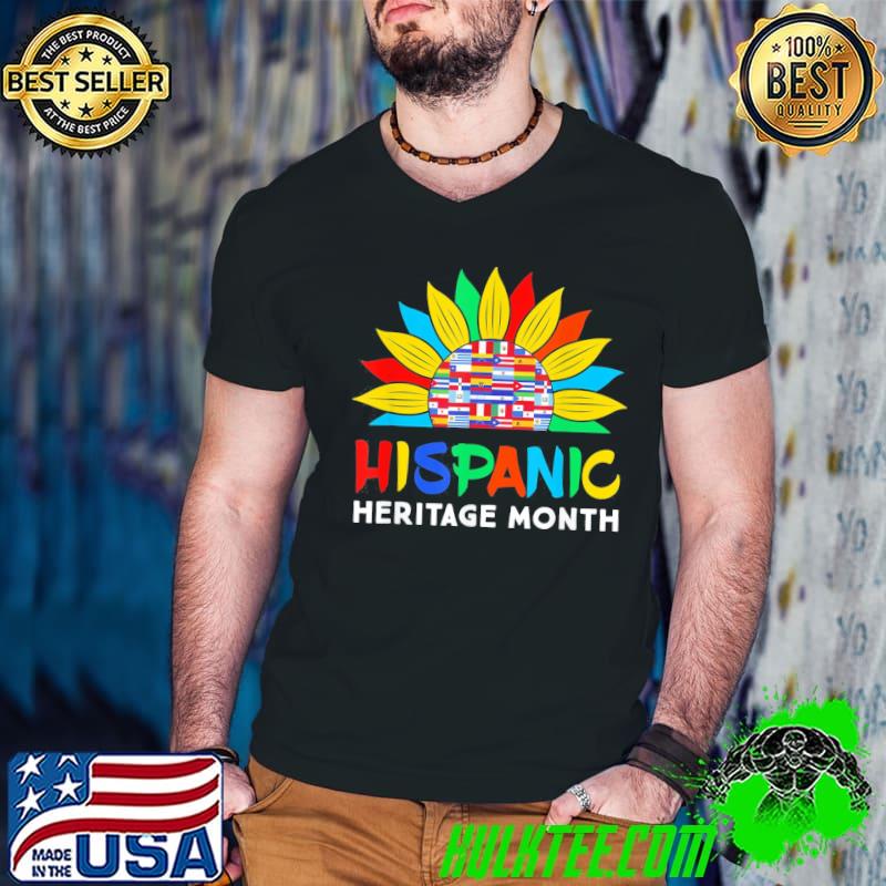 Hispanic heritage month colorful sunflower flag root latino shirt