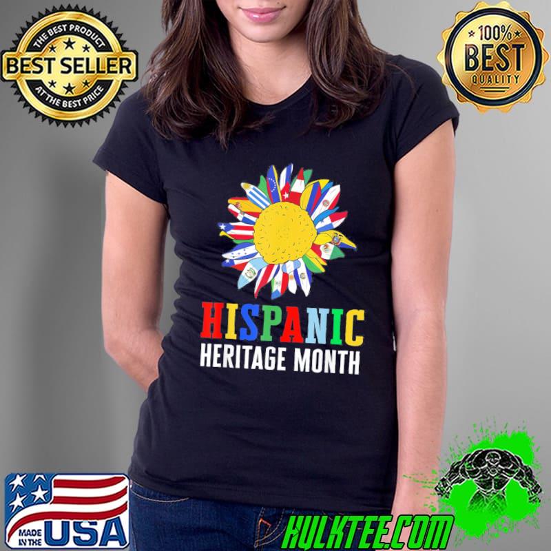Hispanic heritage month latino counties flags sunflower s Ladies Tee Hispanic heritage month latino counties flags sunflower s Ladies Tee