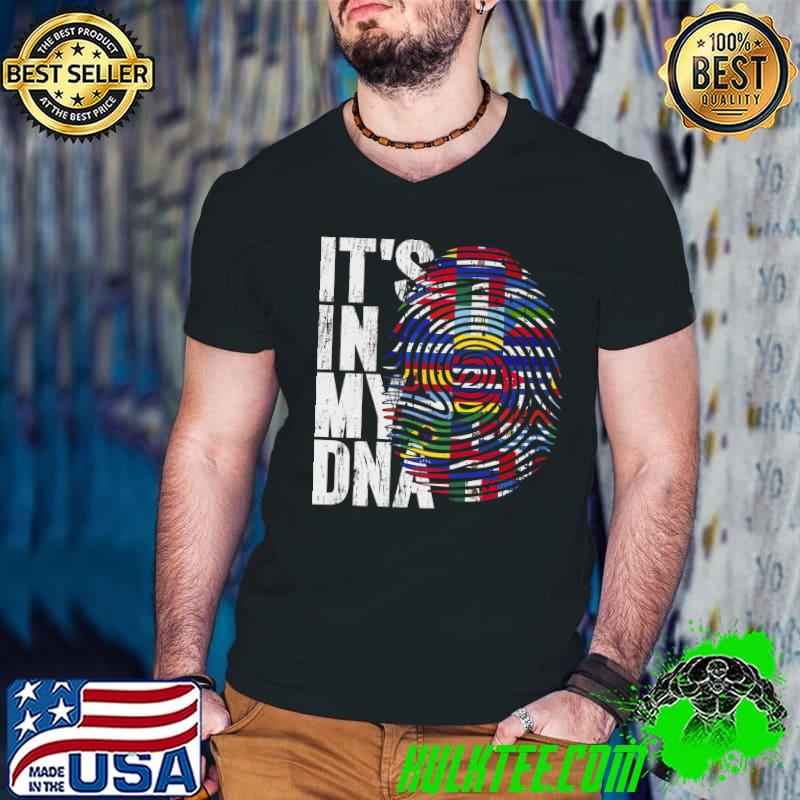 Hispanic Heritage Month Latino Countries Flag It's in My Dna Finger T-Shirt