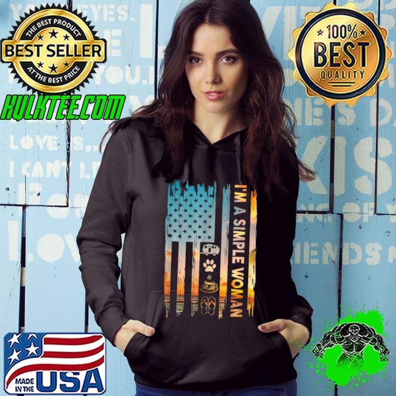 I M A Simple Woman Camping American Flag Dog Cat Paw T-Shirt Hoodie I M A Simple Woman Camping American Flag Dog Cat Paw T-Shirt Hoodie