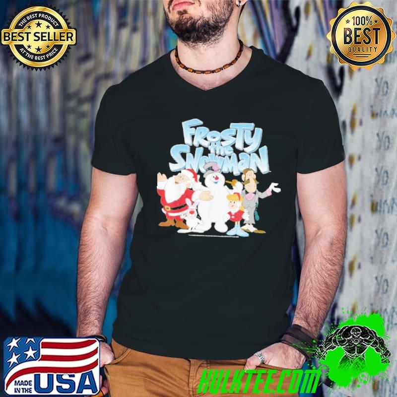 Iconic characters in christmas group shot logo shirt