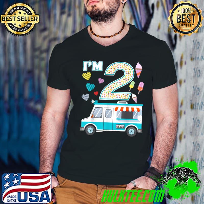 I'm 2 Party Ice Cream 2nd Birthday Ice Cream Truck Crew T-Shirt