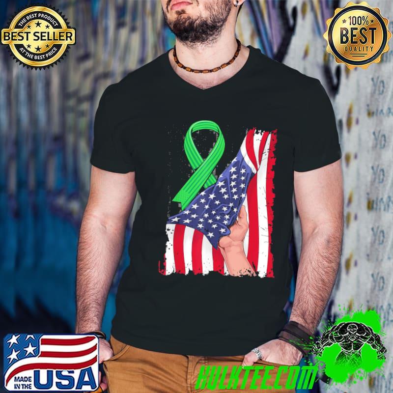 Kidney disease awareness American flag green ribbon shirt