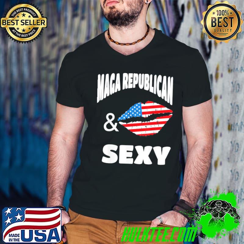 Maga republican and sexy with usa flag lips classic shirt