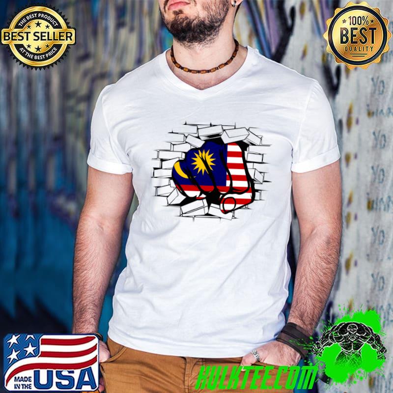 Malaysia Patriotic Cute Fist Malaysia Flag Awesome Wall T-Shirt