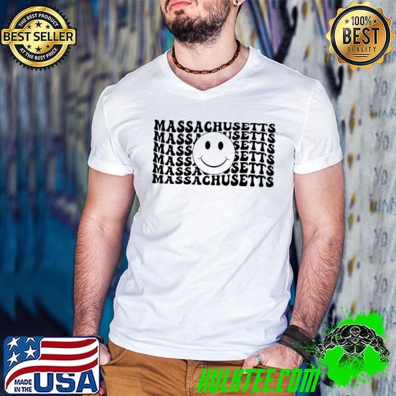 Massachusetts Home State Wavy Aesthetic Letters Classic T-Shirt