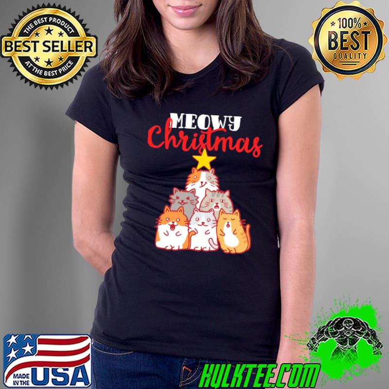 Meowy christmas tree merry christmas s Ladies Tee Meowy christmas tree merry christmas s Ladies Tee