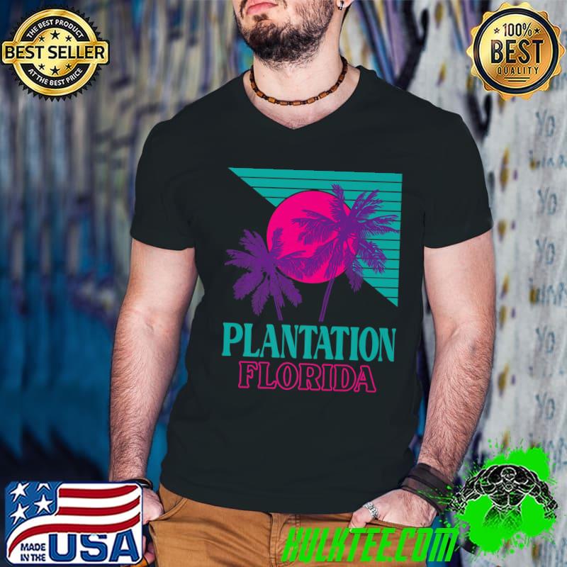 Plantation Florida Moon And Palm Tree Vacation T-Shirt