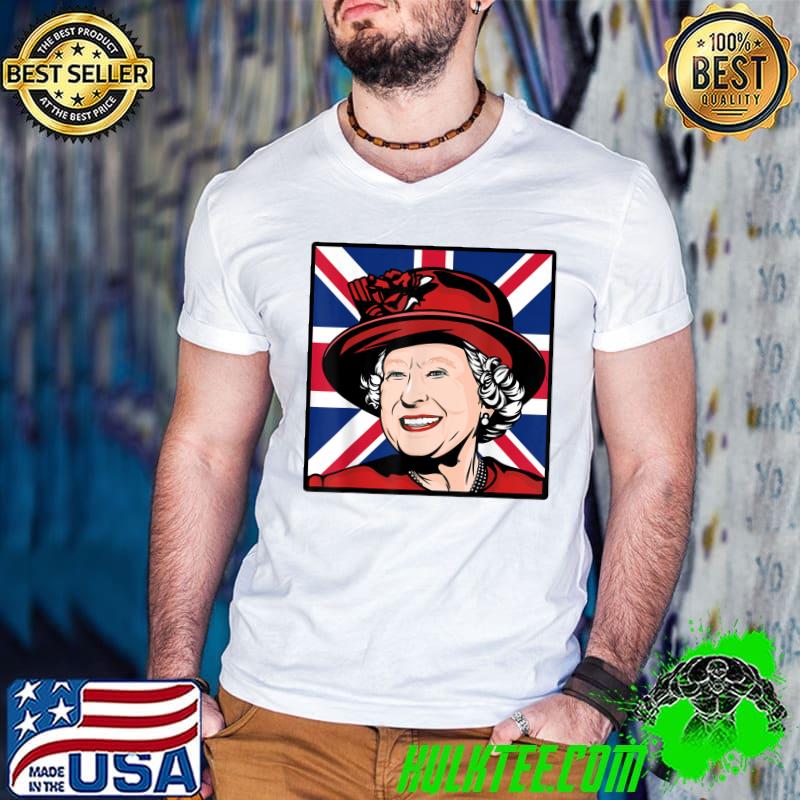 Queen Elizabeth's II British Crown Majesty Queen Elizabeth's Smile Uk Flag T-Shirt Queen Elizabeth's II British Crown Majesty Queen Elizabeth's Smile Uk Flag T-Shirt