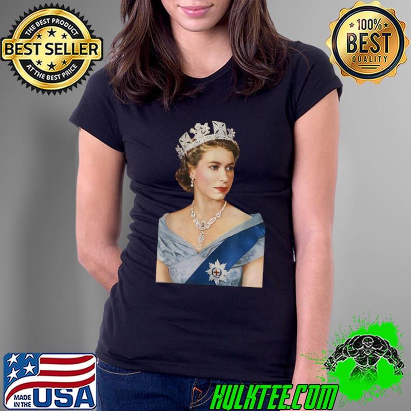 Queen Elizabeth's II British Crown Majesty Queen Elizabeth's Young T-Shirt Ladies Tee Queen Elizabeth's II British Crown Majesty Queen Elizabeth's Young T-Shirt Ladies Tee