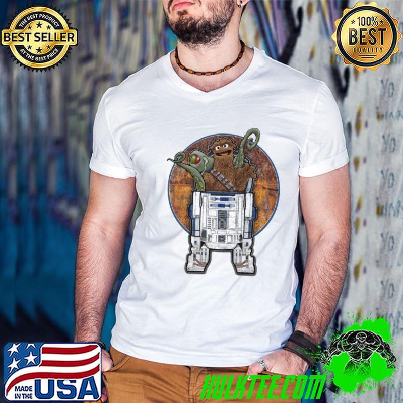 R2d2 and oscar the grouch Star wars sesame street mash up death star garbage compactor scene classic shirt