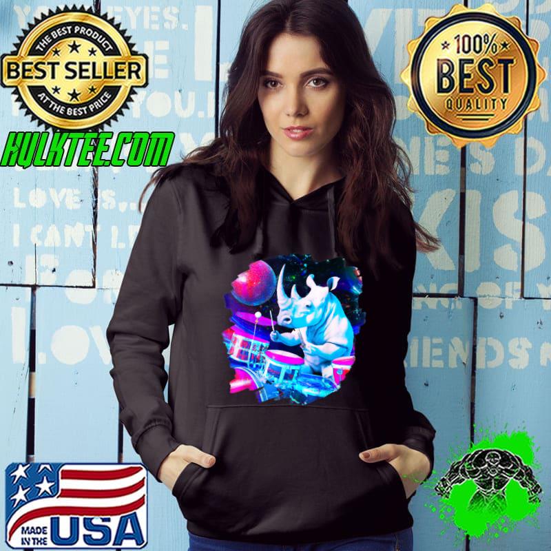 Rhinoceros Playing Drums in Space Outer Space Music Rhino T-Shirt Hoodie Rhinoceros Playing Drums in Space Outer Space Music Rhino T-Shirt Hoodie