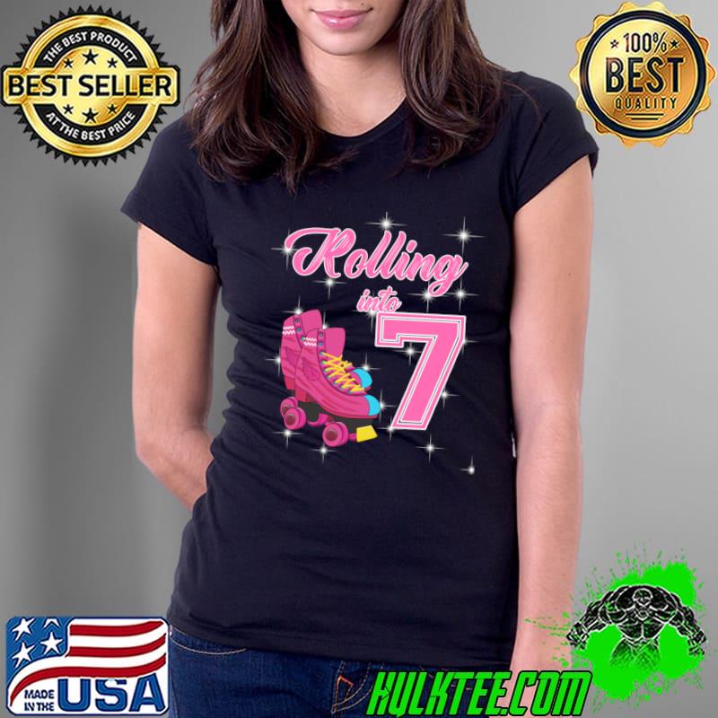 Rolling Into 7 Roller Skating 7Th Birthday T-Shirt Ladies Tee Rolling Into 7 Roller Skating 7Th Birthday T-Shirt Ladies Tee