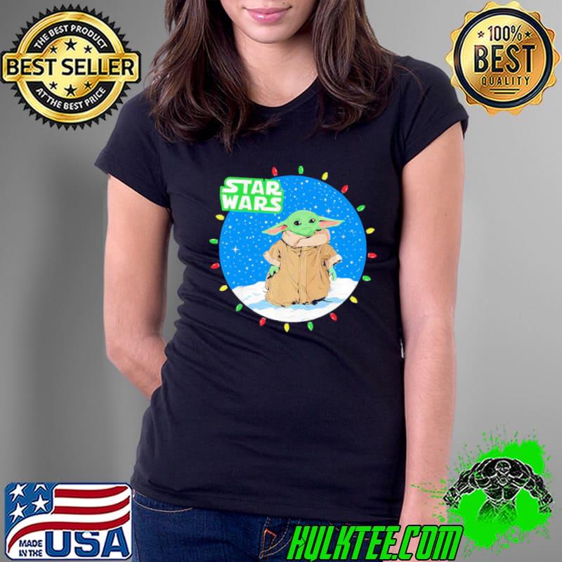 The mandal baby Yoda christmas lights Star wars classic s Ladies Tee The mandal baby Yoda christmas lights Star wars classic s Ladies Tee