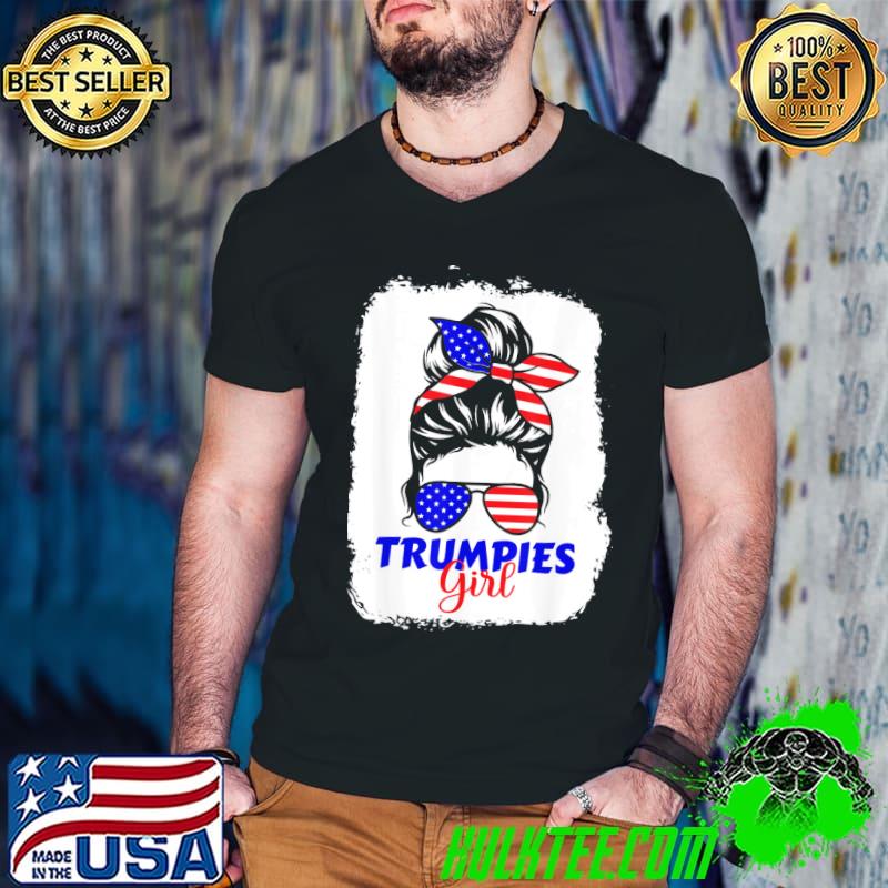 Trumpies girl messy bun us patriotic shirt