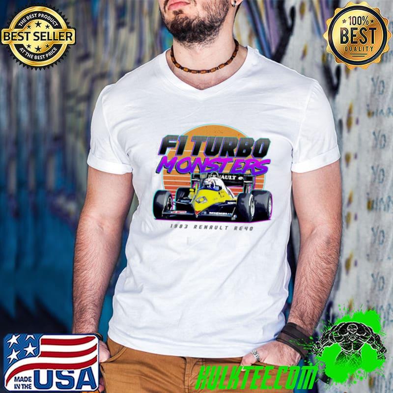 Turbo monsters re40 1983 80s style formula 1 car racing f1 shirt