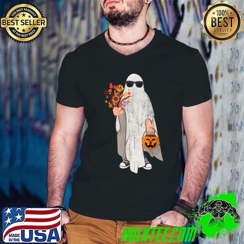 Vintage Floral Ghost Pumpkin Halloween Costume Men Women T-Shirt