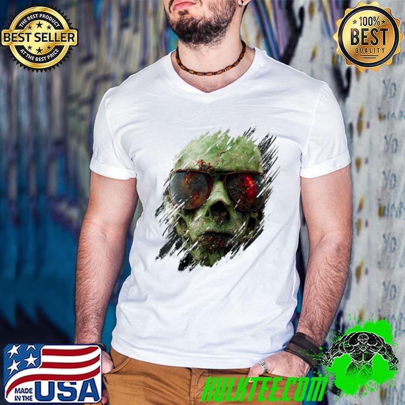 Zombie Face With Sunglasses Halloween Creature T-Shirt
