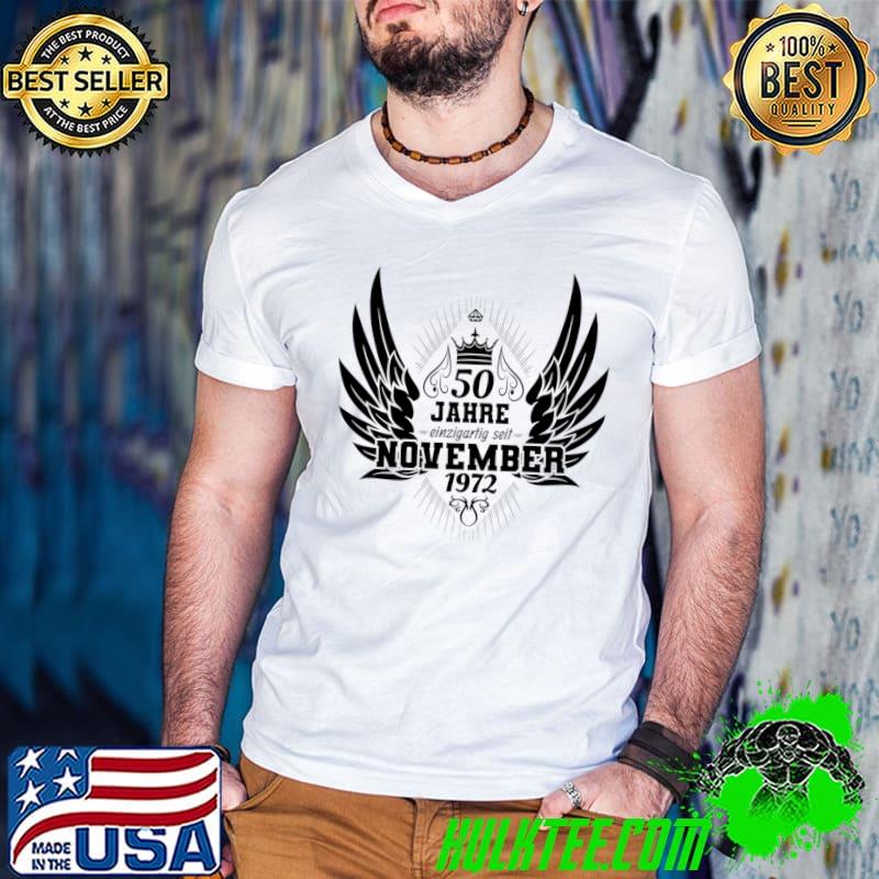 50 Jahre Einzigartig Seit November 1972 Engel Flügel Damen Frauen Wing T-Shirt