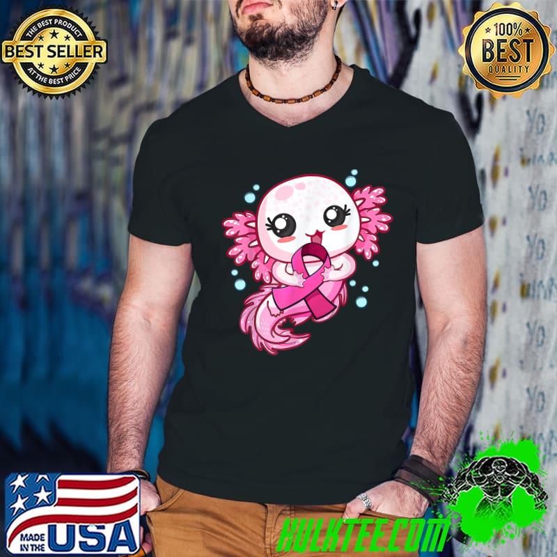 Axolotl Cute Breast Cancer Awareness Ribbon Pink T-Shirt