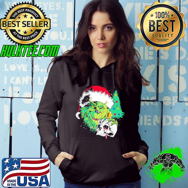 Creepy christmas grinch with a skull art classic s Hoodie Creepy christmas grinch with a skull art classic s Hoodie