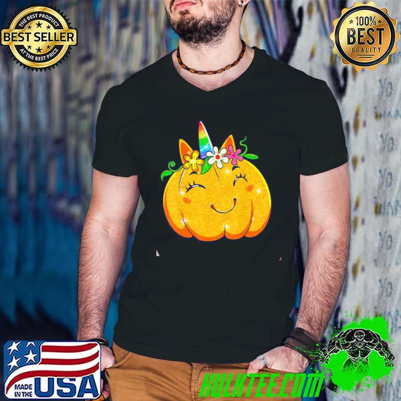 Cute unicorn pumpkin halloween thanksgiving shirt