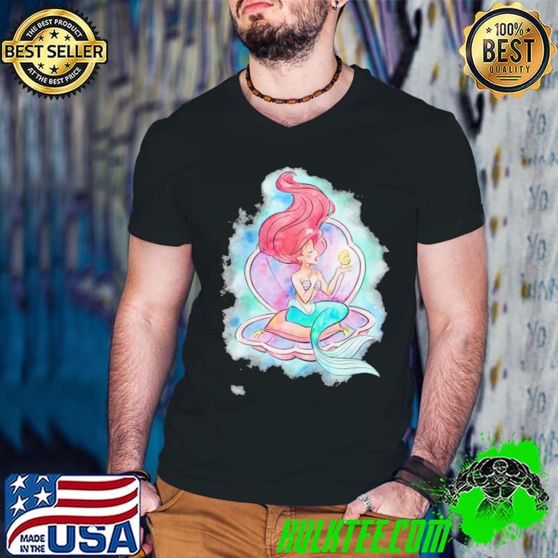 Disney little mermaid ariel in shell watercolor the little mermaid new design shirt
