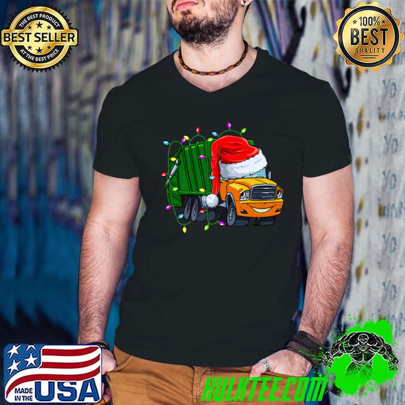 Garbage Truck Lights Christmas Trash Trucks Lover Santa Hat T-Shirt