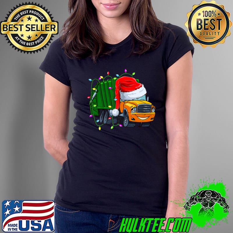 Garbage Truck Lights Christmas Trash Trucks Lover Santa Hat T-Shirt Ladies Tee Garbage Truck Lights Christmas Trash Trucks Lover Santa Hat T-Shirt Ladies Tee
