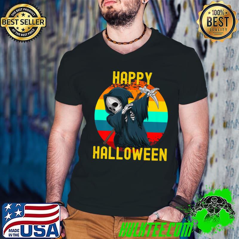 Happy Halloween Dabbing Grim ReaperCostume Vintage T-Shirt