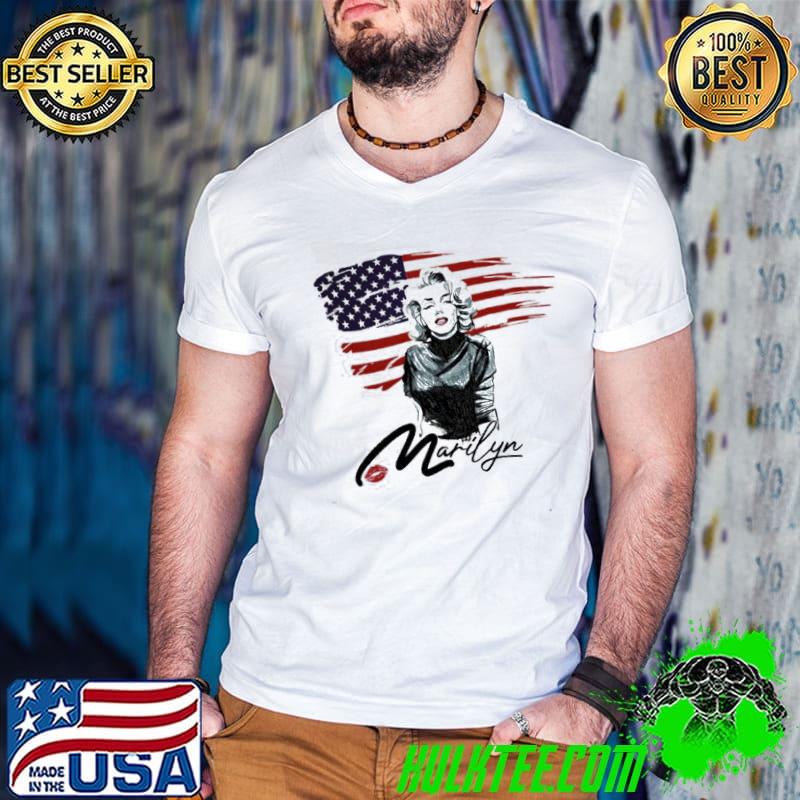 Marilyn monroe with the us flag shirt