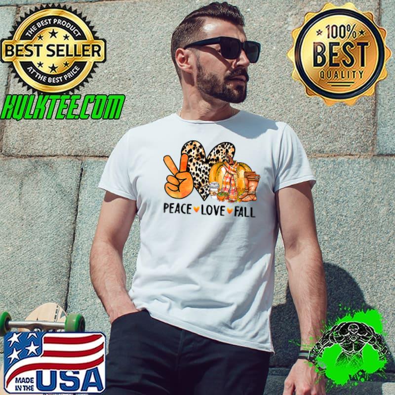 Peace Love Fall Heart Leopard Pumpkin Autumn Happy Thanksgiving T-Shirt Unisex Peace Love Fall Heart Leopard Pumpkin Autumn Happy Thanksgiving T-Shirt Unisex