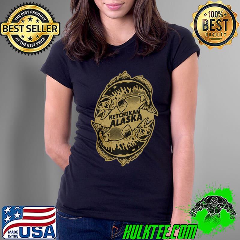 Retro Ketchikan Alaska Salmon Fishing T-Shirt Ladies Tee Retro Ketchikan Alaska Salmon Fishing T-Shirt Ladies Tee