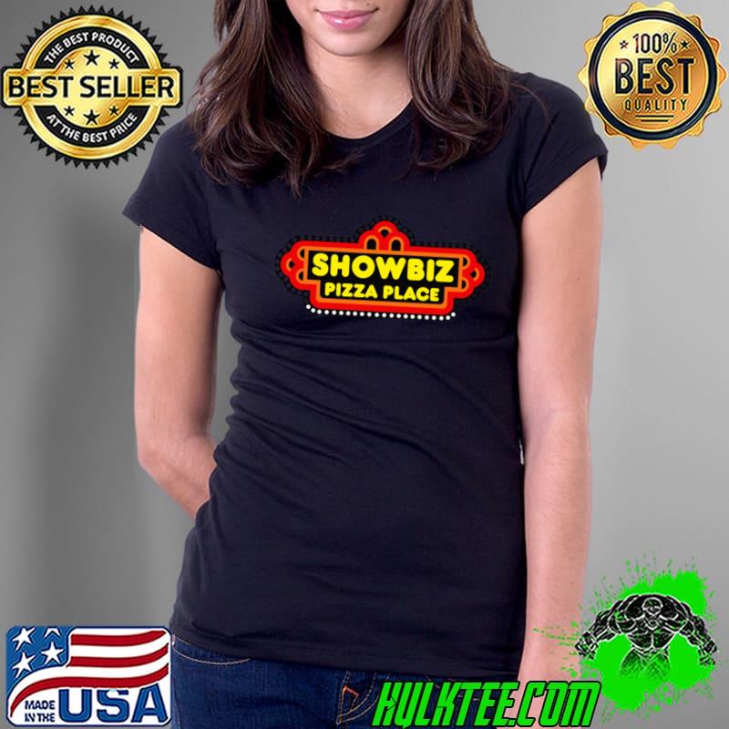 Showbiz Pizza Place Poster T-Shirt Ladies Tee Showbiz Pizza Place Poster T-Shirt Ladies Tee