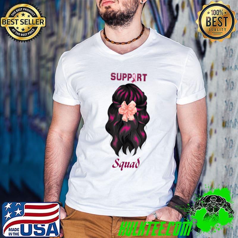 Support squad messy bun pink warrior breast cancer awareness T-Shirt