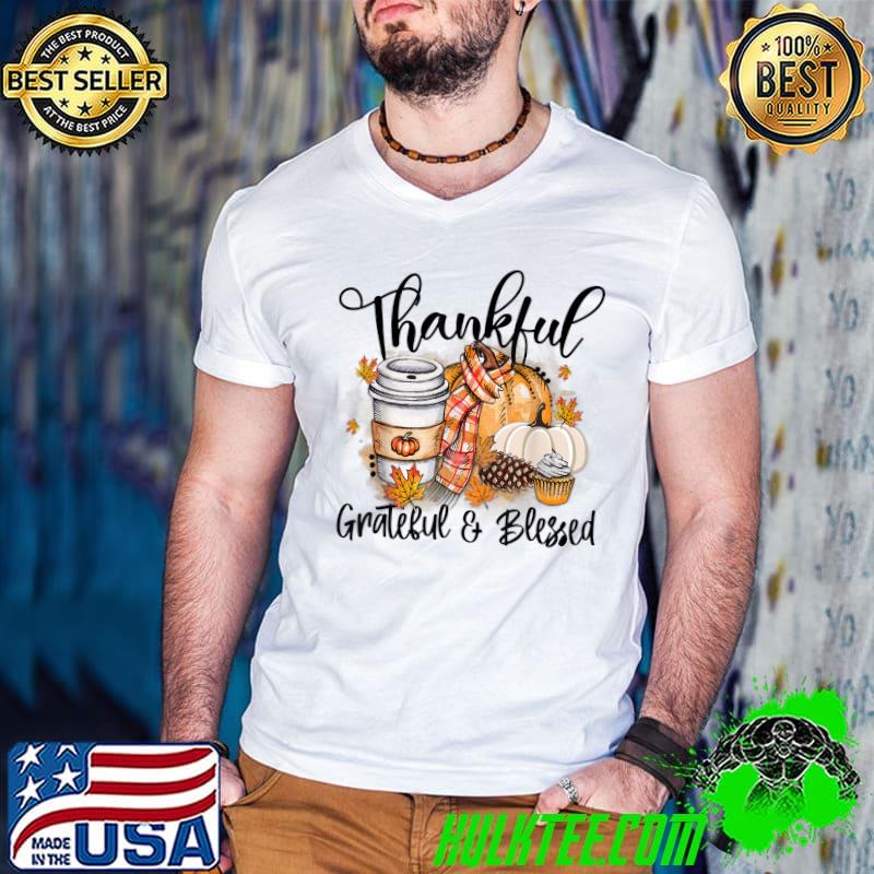 Thankful Grateful Blessed Fall Pumpkin Autumn Thanksgiving T-Shirt