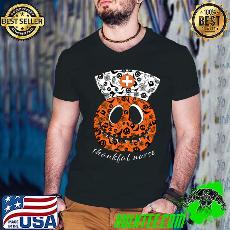 Thankful Nurse Halloween Ghost Pumpkin Thanksgiving Day T-Shirt