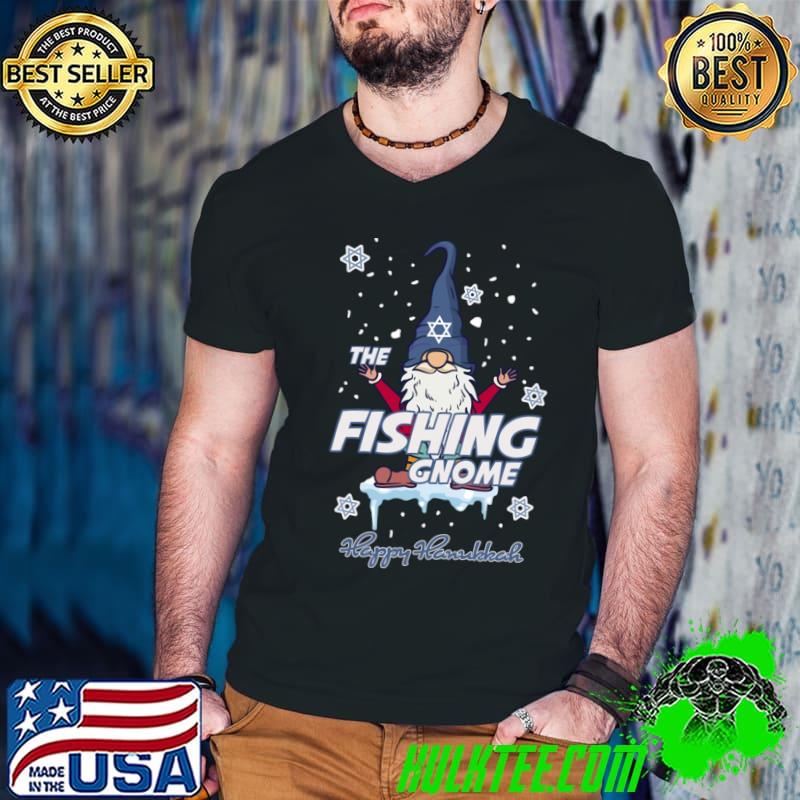 The Fishing Gnome Happy Hannukkah Snow Xmas T-Shirt