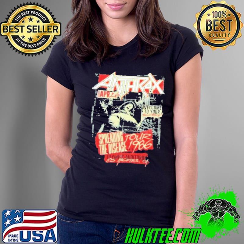 Tour 1986 retro spreading the disease anthrax logo s Ladies Tee Tour 1986 retro spreading the disease anthrax logo s Ladies Tee