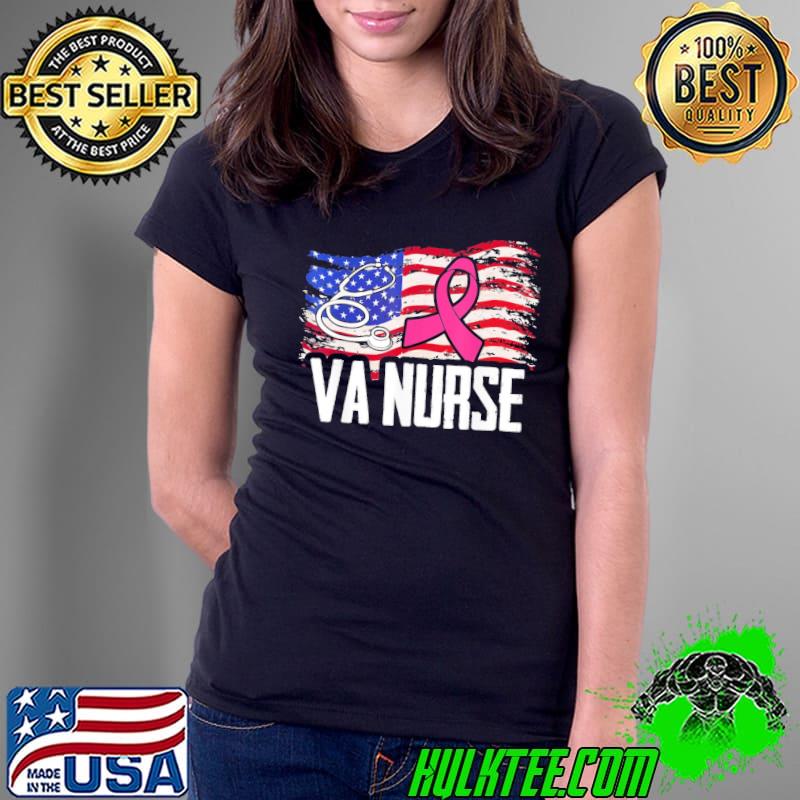 Va nurse American flag breast cancer awareness cool nursing s Ladies Tee Va nurse American flag breast cancer awareness cool nursing s Ladies Tee