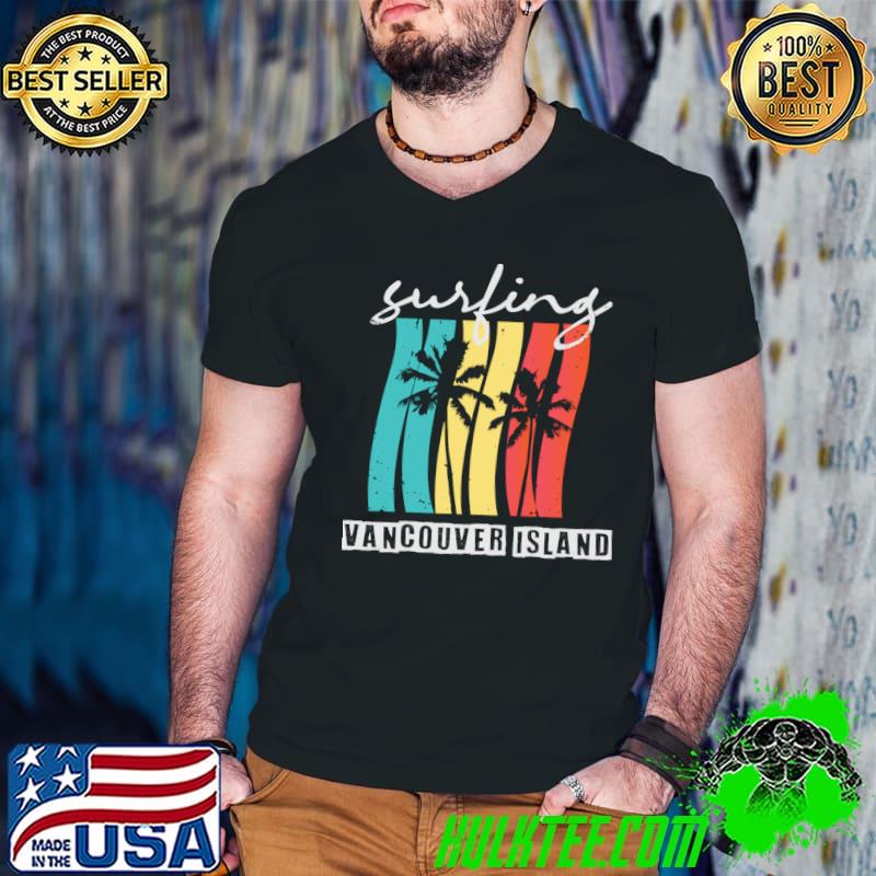 Vancouver Island Surfing Palms Tree Vintage T-Shirt