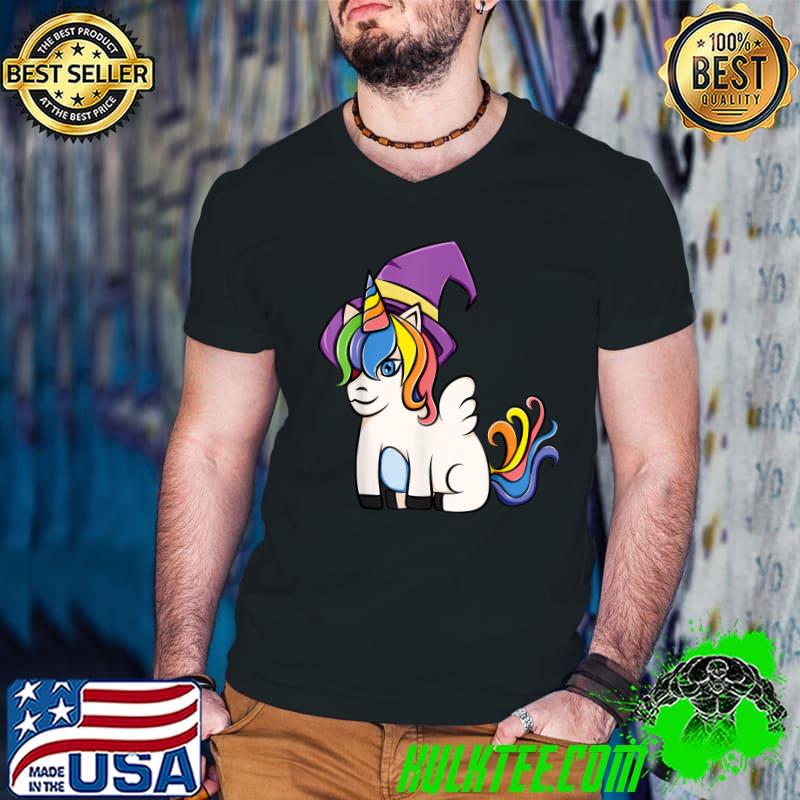 Witchy Unicorn Witch Hat Cute Girls Halloween T-Shirt